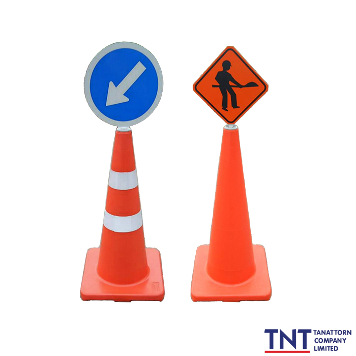 PD traffic cones with sign